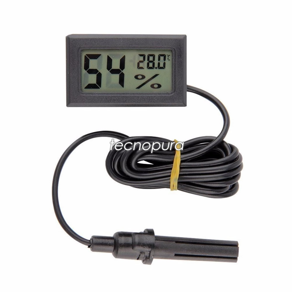 Mini higrómetro termómetro digital con sonda para medir humedad y  temperatura - Tecnopura
