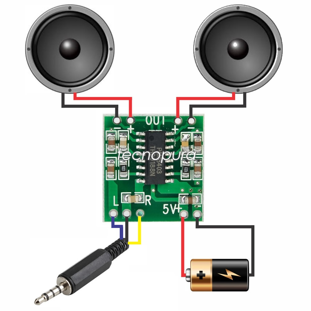 Módulo amplificador digital PAM8403 para audio en estéreo 2*3W 5V -  Tecnopura