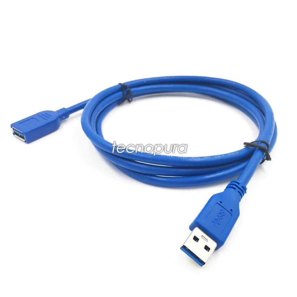 Cable extensión USB 3.0 de 3 metros Macho a Hembra y alta velocidad 5 Gbps  - Tecnopura