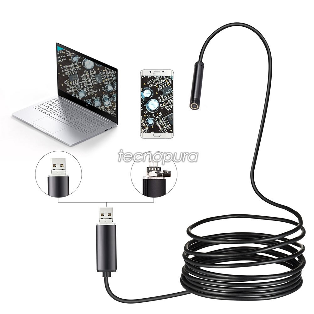 Cámara Endoscopio para Celular USB, USB-C y Micro USB (5 M)