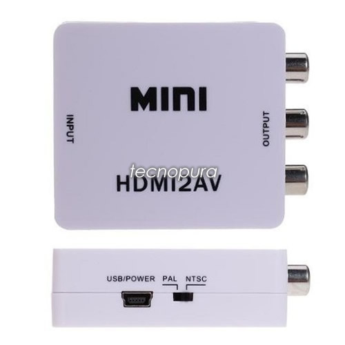 Convertidor RCA a HDMI, adaptador AV a HDMI, compatible con 1080P PAL/NTSC,  adaptador de convertidor de audio de video compuesto para WII, WII U, PS