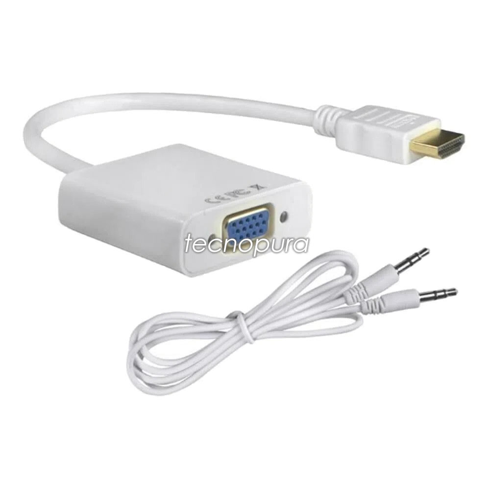 Cable adaptador Micro HDMI a VGA + audio / Convertidor para tablets y  cámaras - Tecnopura