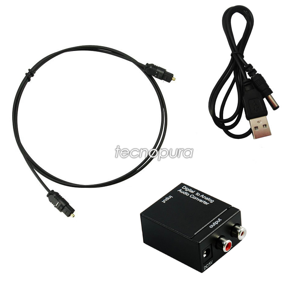 Adaptador convertidor de audio LR coaxial óptico digital a analógico con cable  óptico RCA – Yaxa Colombia