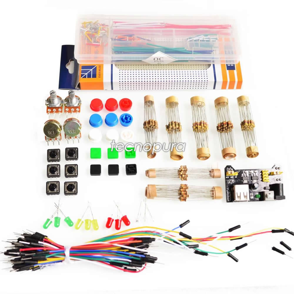 Kit de electrónica para principiantes - Arduino / PIC / Raspberry Pi -  Tecnopura